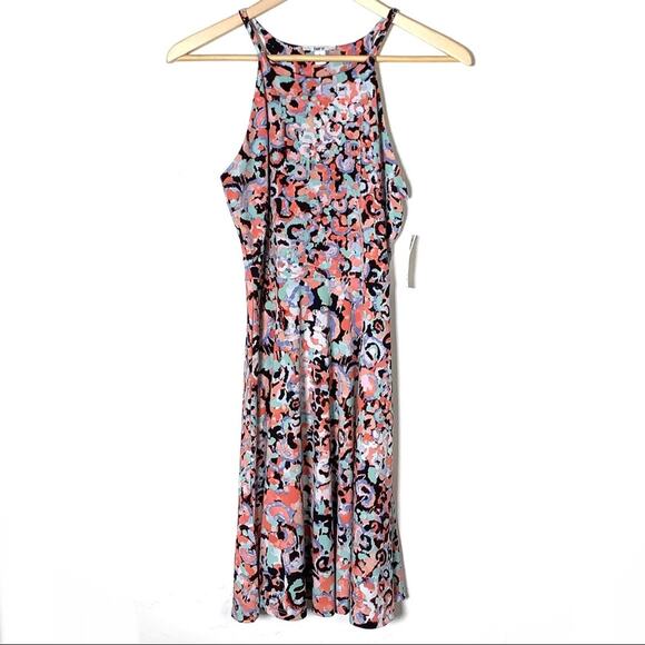 NWT Bar III pink floral painterly Leo fit and flair knee length dress sz small S - Picture 3 of 7